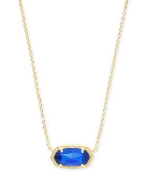 Elisa Gold Pendant Necklace in Cobalt Cat's Eye